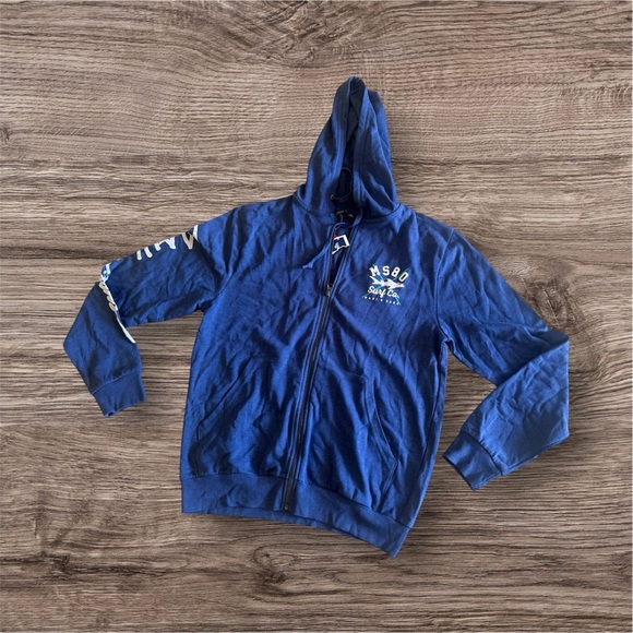 Maui And Sons Blue Hoodie Adult Sz M Florida 1980 spring lightweight pocket - Picture 2 of 16